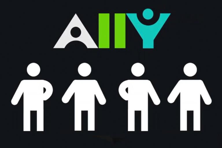 Ally logo with series of allies holding it up